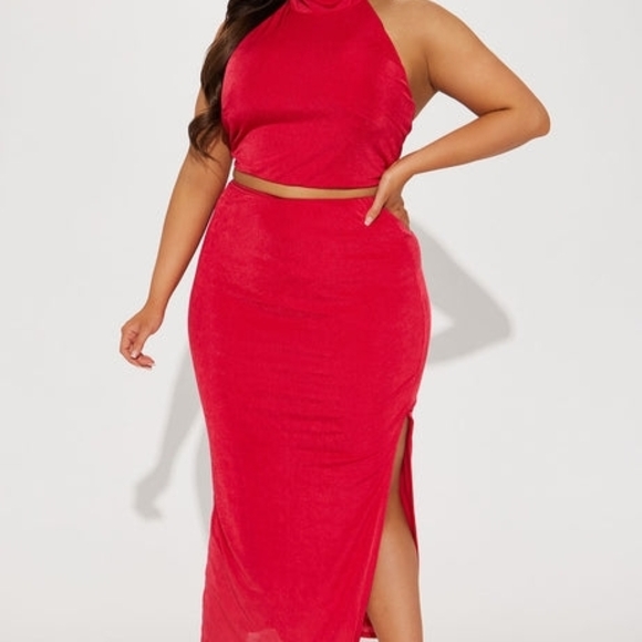 Fashion Nova Dresses & Skirts - Fashion Nova Elegant Slinky Red Women's Skirt Set
